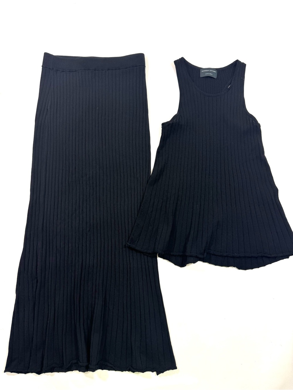 Modern Citizen Knit Skirt Tank Top Set Black